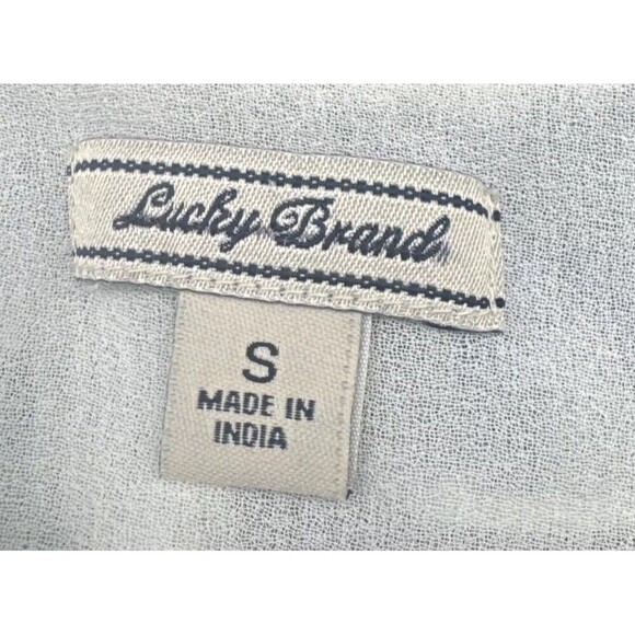 Lucky Brand BLUE Floral Ruffled Adjustable Strap Lined Tank Top Sheer Size Small - Picture 6 of 8